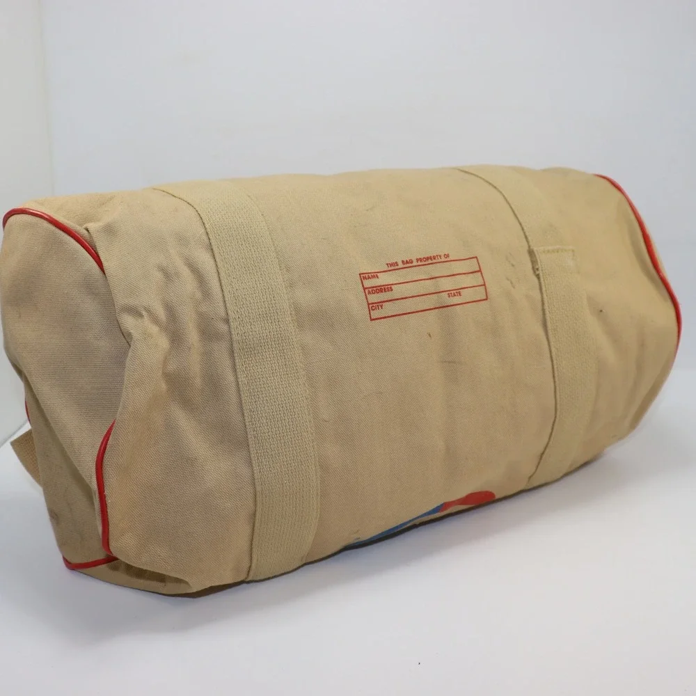 Tenneco Duffle Bag Medium Tan Unisex Vintage Canvas Travel Luggage